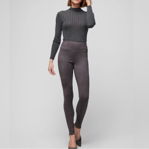 White House Black Market Pants - WHBM grey smoke runway leggings faux suede